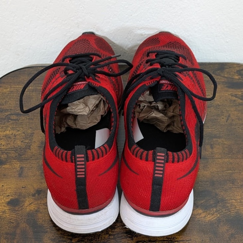 Nike Flyknit Racer Mens Red Black Athletic Running Shoes Sneakers Size 11 - Picture 5 of 15